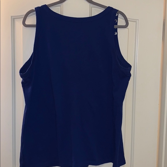 Royal blue INC tanktop w/ crisscross embellishment - Picture 4 of 5